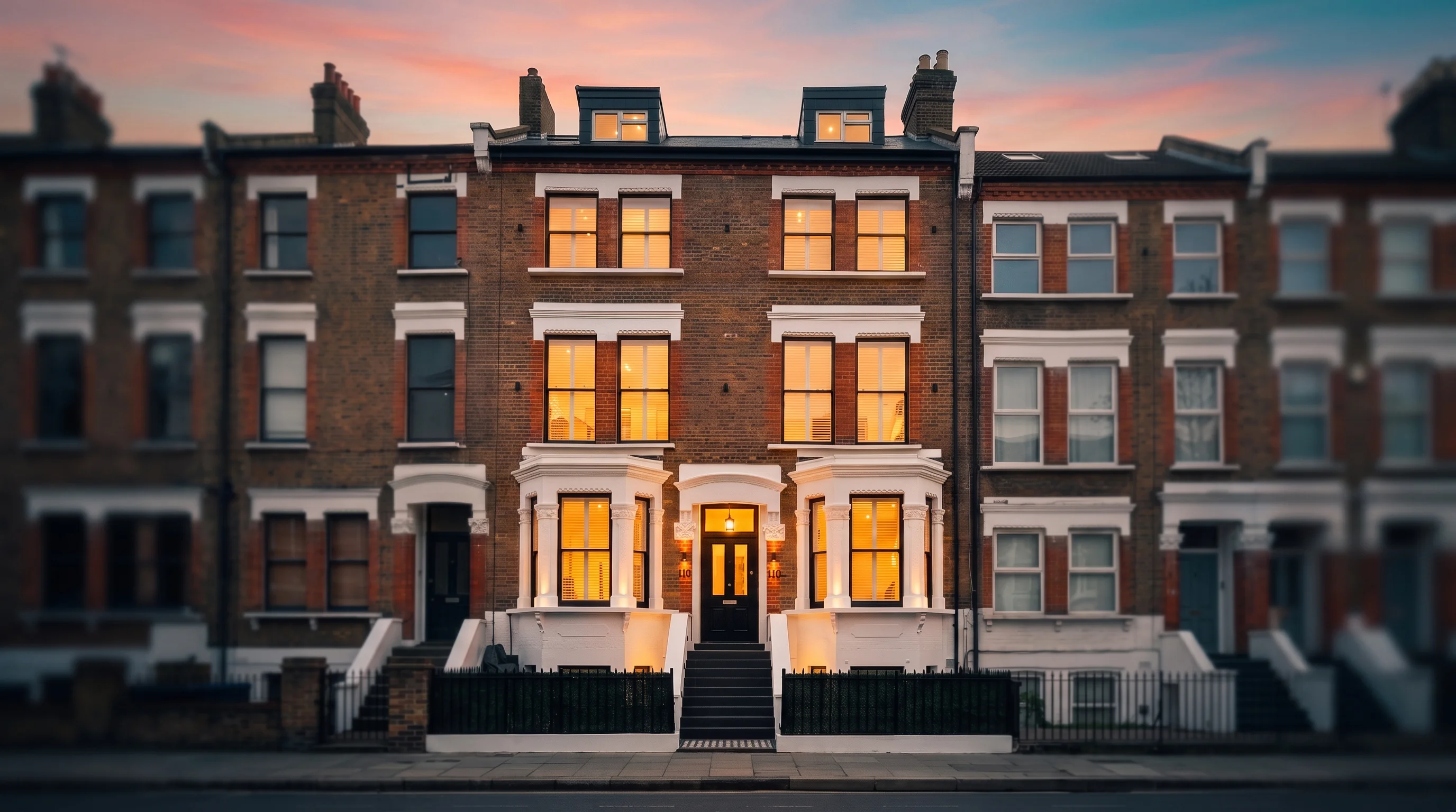 Renovated Victorian townhouse in Maida Hill, London by Cobalt Construction — dusk exterior view